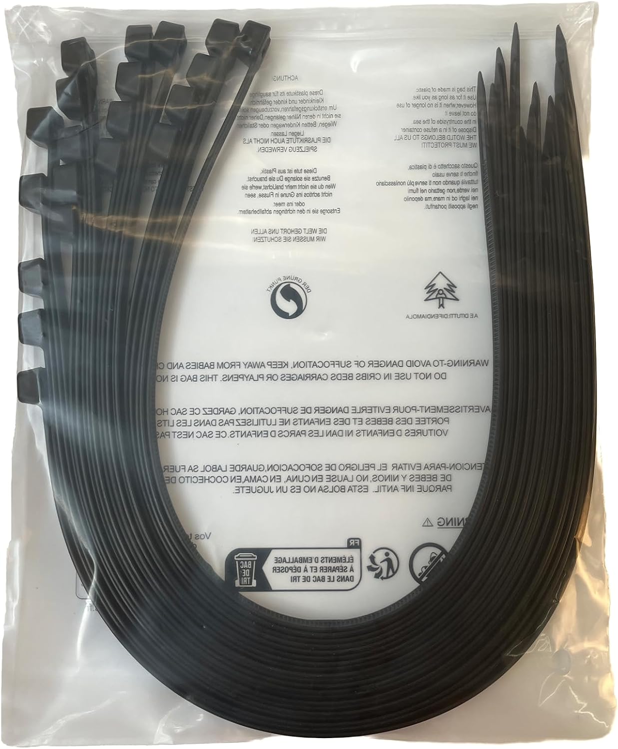 48 Inch Extra Long Zip Ties Heavy Duty For Outdoor Use,175 Pounds Tensile Strength,UV Resistant,15 Pieces,Black