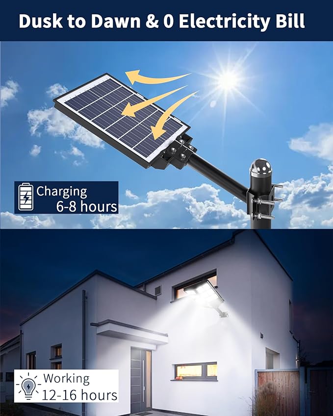 Ofuray Of-800W Solar Street Lights Outdoor, 80000LM Solar Security Flood Lights - Image 6