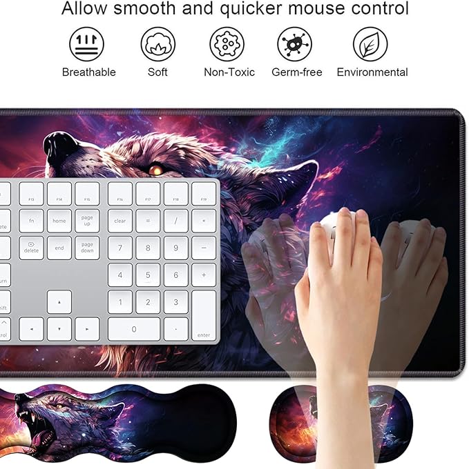 4 in 1 Ergonomic Keyboard Wrist Rest & Mouse Pad Wrist Rest Set, Large XXL - Image 3