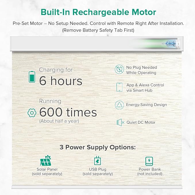 Kilonity Motorized Roller Shades, Light Filtering Remote Control Custom Window - Image 3