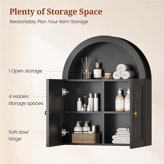 Arched Bathroom Wall Cabinet, 23.6 x 30.3'' Over The Toilet Cabinet - Image 4