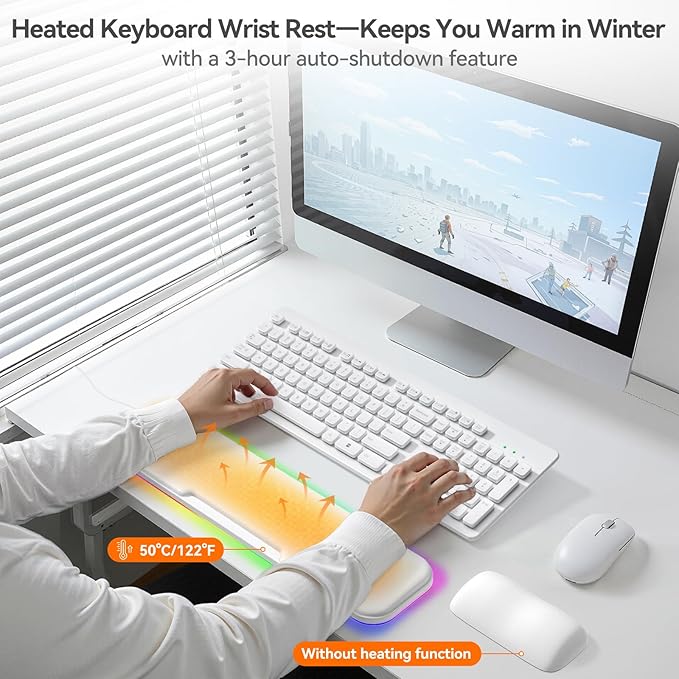 KONDOUND 2-in-1 Heated Wrist Rest Set, Ergonomic Memory Wrist Pad - Image 3