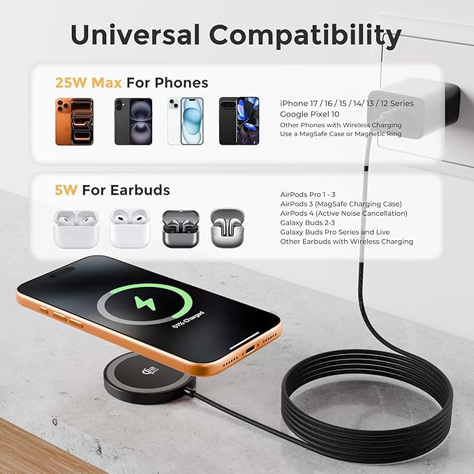 25W Magnetic Wireless Charging Pad: Qi2.2 Qi2 MagSafe Fast Charger - Image 2