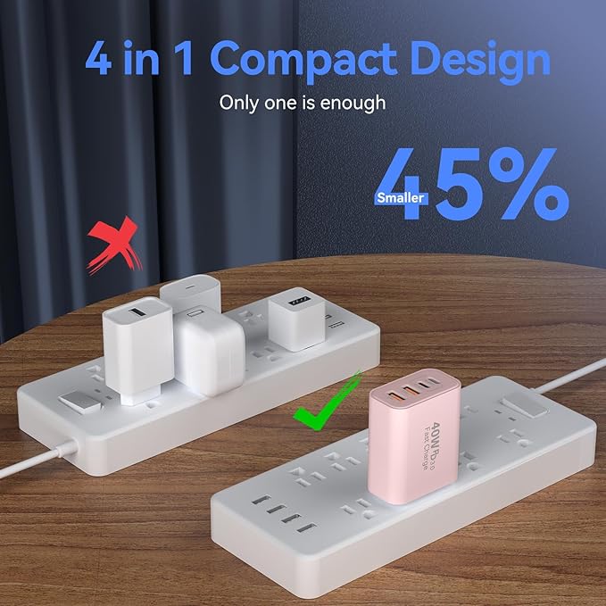 USB C Wall Fast Charger Block, 40W 4-Port Type C Chargers Fast Charging Blocks - Image 6