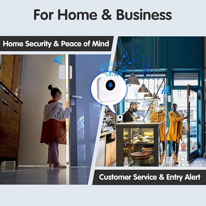 KOOSTONE Wireless Door Chime & Window Sensor Alarm - 600Ft Long Range Door - Image 2