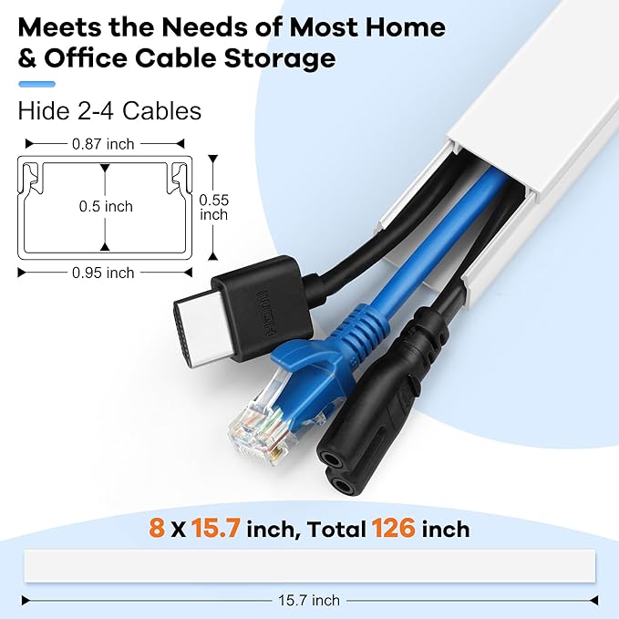126in Cord Hider Kit, TV Wire Covers - Image 2