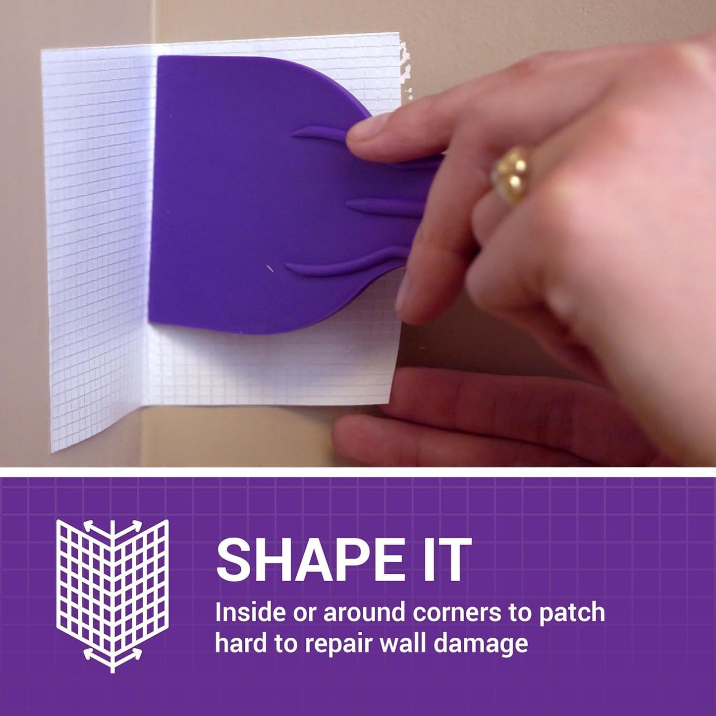 StrongPatch® Flexible Patch Wall Repair Kit with 4 in. x 4 in. Flexible Patch, Sanding Sponge, Color Changing Spackle, Putty Knife, Glove, Foam Brush, Paint Tray (7-Piece)