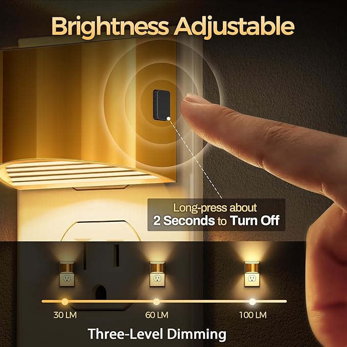 DORESshop LED Night Light, 3 Level Brightness Adjustable Plug in Night Light - Image 2