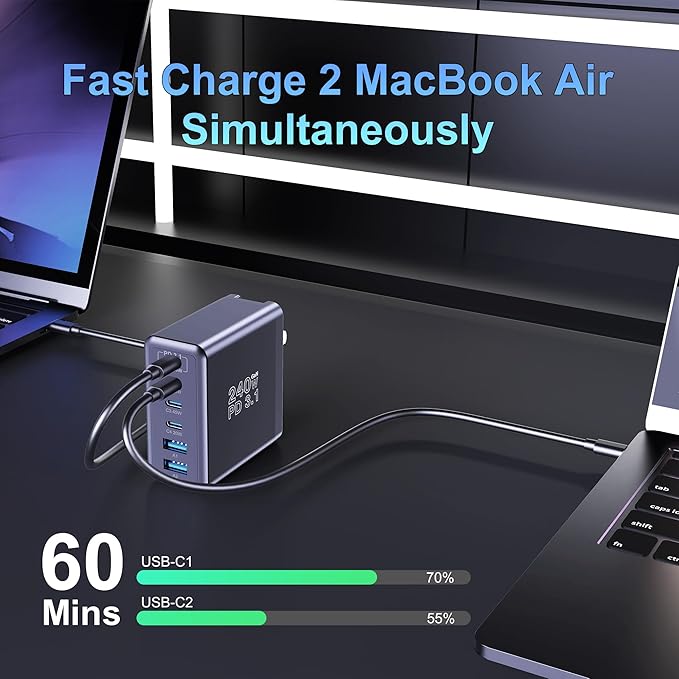 Graaci 240W USB C Charger, 140W Laptop Fast Charger, PD3.1 PPS 6-Port USB Type - Image 4