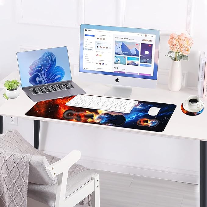 BFUKVOU Large Keyboard Mouse Pad Set, Extended Mouse Pad+Keyboard Wrist Rest - Image 3