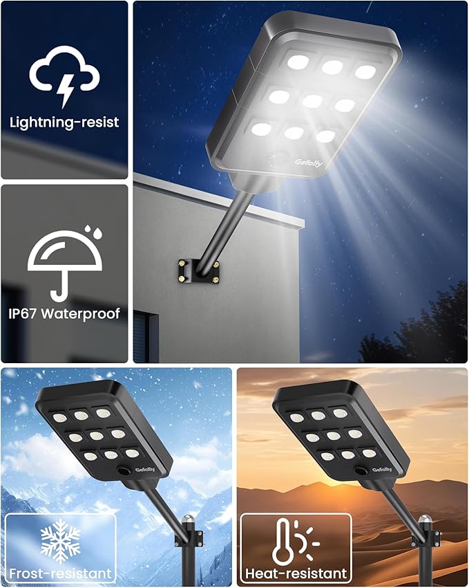 Gefolly G-9000W Solar Street Light Outdoor, Wide Angle Commercial Parking Lot - Image 7