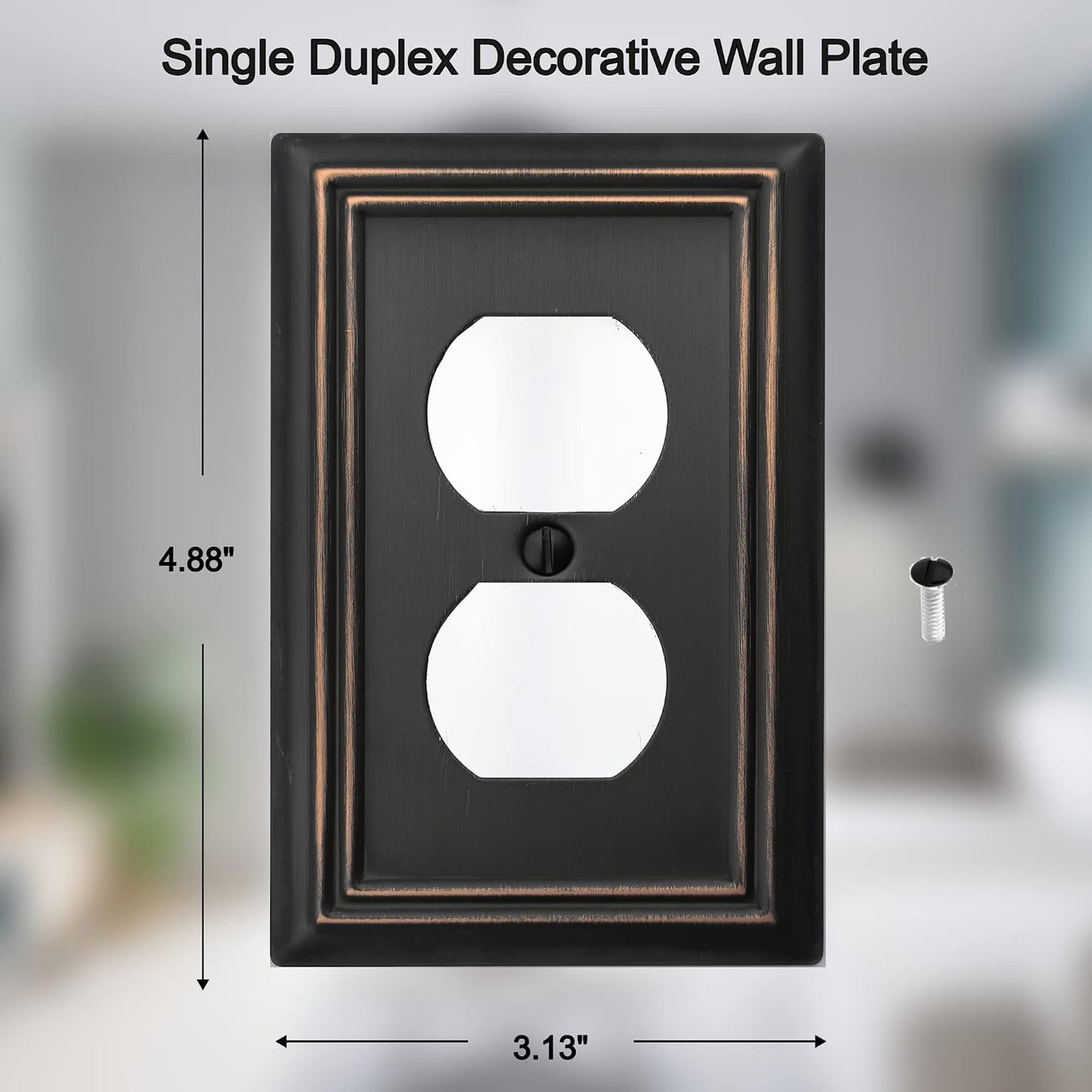 OKAWYC Single Duplex Outlet Light Switch Cover Adler Metal Wall Plate, 4-Pack Aged Bronze 1 Gang, for Receptacle Light Switch, Switch Cover Decorative Wallplate, Durable
