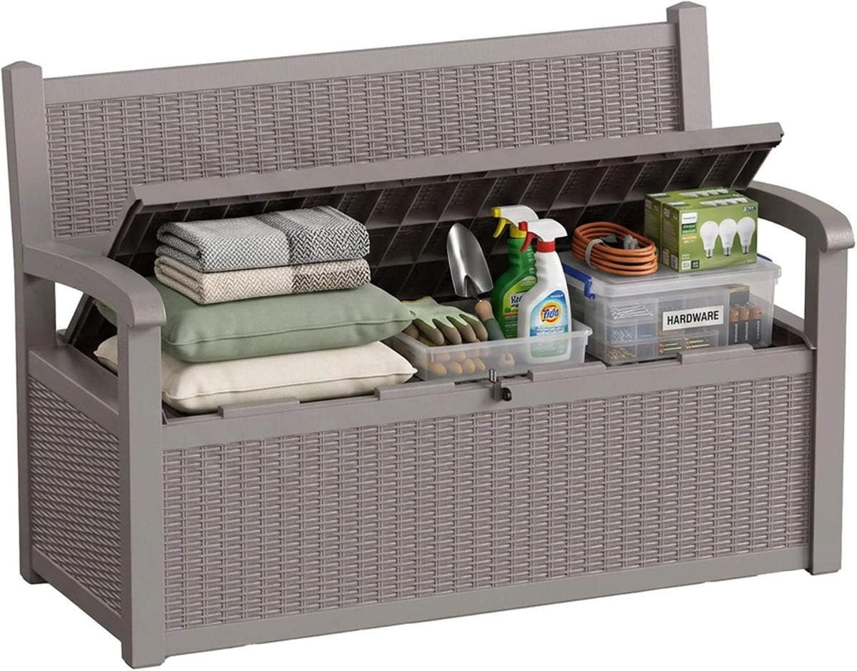 80 gallon storage bench deck box resin patio, main product view
