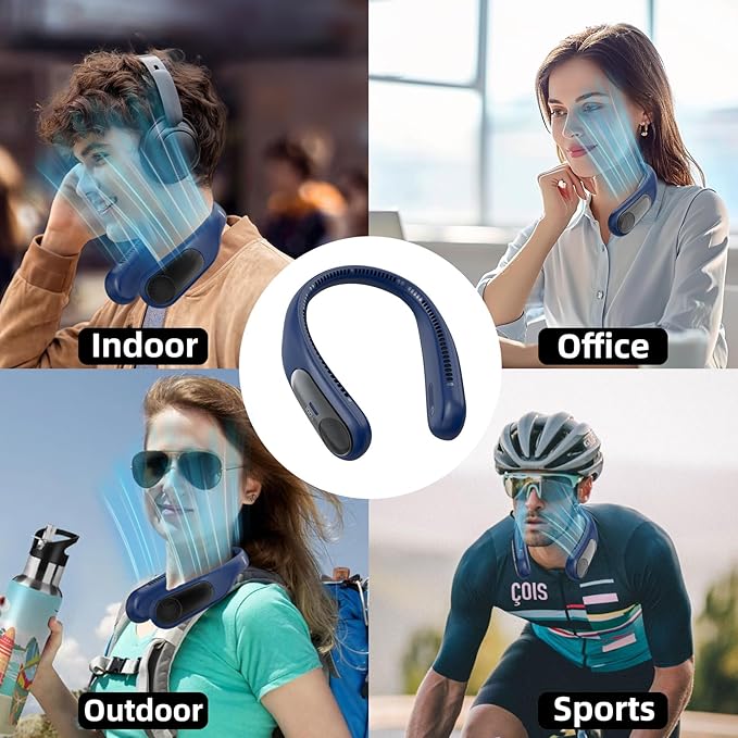 Portable Neck Fan, Personal Wearable Bladeless Fan, LED Display, 6000mAh USB - Image 7