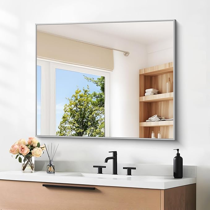 30" x 30"Bathroom Mirror, Decorative Rectangular Vanity Mirror by DESBING