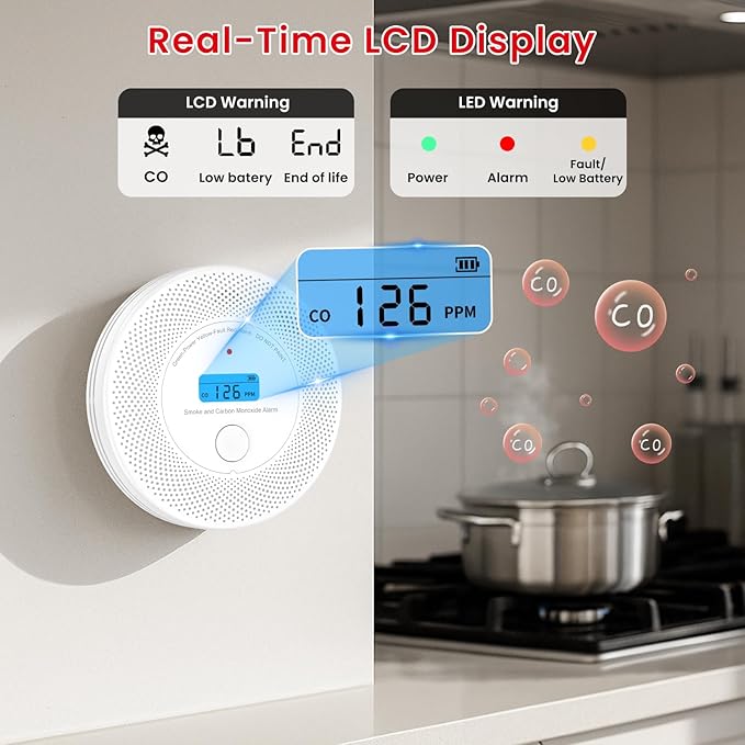 Alertlink 2-in-1 Smoke and Carbon Monoxide Detector Alarm, - Image 4