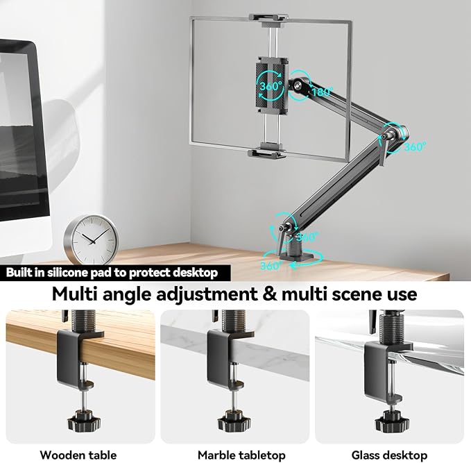 Portable Monitor Stand Desk Holder- Large Clamp support up to 12.9 14.6 15.6 - Image 6