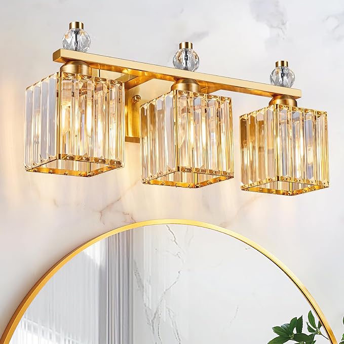 FDPBY Bathroom Vanity Lights 3-Light Modern Crystal Vanity Light Gold Bathroom - Image 7