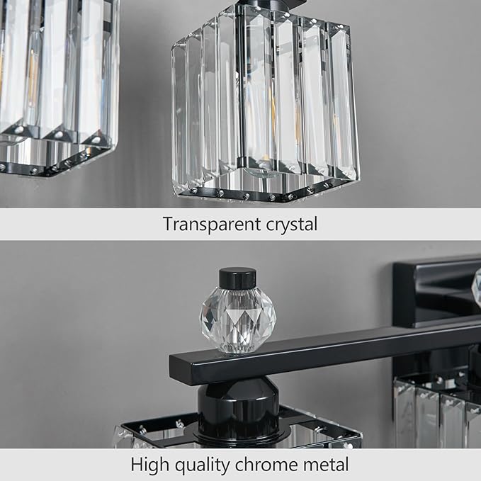 FDPBY Vanity Lights 4-Light Modern Crystal Vanity Light Plating Black Bathroom - Image 4