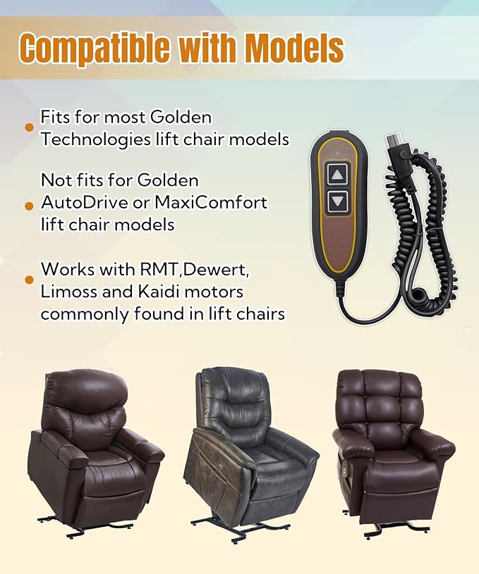 AWTURBO 2 Button 5 Pin Remote Replace Model ZK1200-HC Power Recliner Lift Chair - Image 3