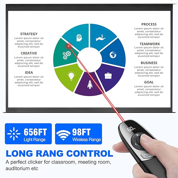 Wireless Presenter USB C Presentation Clicker Remote w Laser Pointer, Long - Image 4