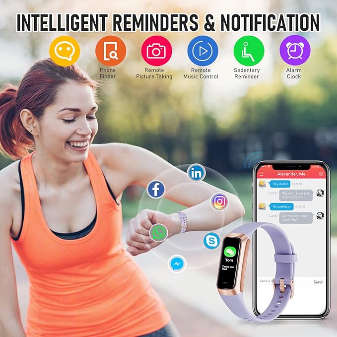 Fitness Tracker with 24/7 Heart Rate Blood Oxygen Sleep Monitor, 1.1" AMOLED - Image 6