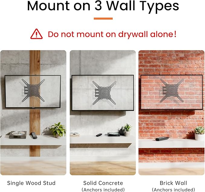 Full Motion TV Wall Mount for 23-55'' Flat & Curved TVs and Screen, Rotation - Image 8
