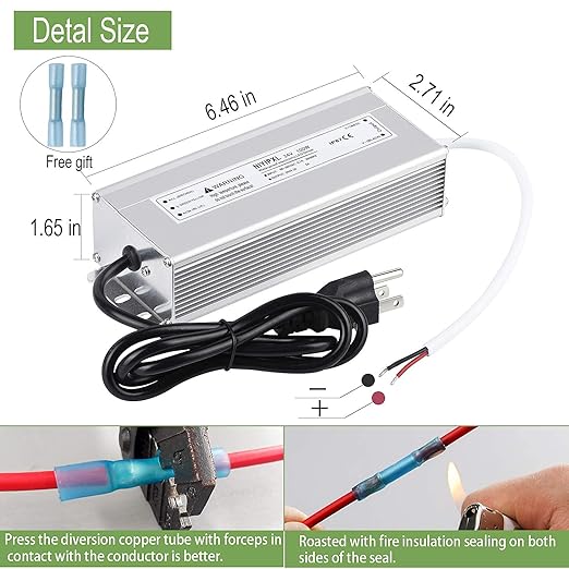 LED Driver 100 Watts 24V DC Low Voltage Transformer， Waterproof IP67 LED Power - Image 6