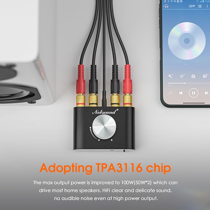 Nobsound Mini Bluetooth 5.0 Power Amplifier, Stereo Hi-Fi Digital Amp 2.0 - Image 2