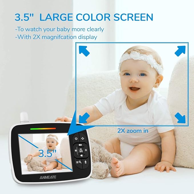ANMEATE Baby Monitor with Remote Pan-Tilt-Zoom Camera, Large Display Video Baby - Image 4