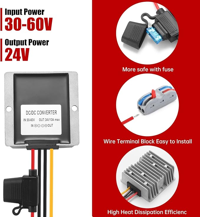 BEYIMEI DC 10A 240W Converter 30-60V Step Down to 24V Converter, dc 36V 48V 60V - Image 2