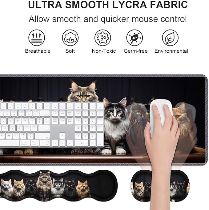 Ergonomic Keyboard Wrist Rest & Mouse Pad Wrist Rest Set, Large Gaming Desk Mat - Image 3