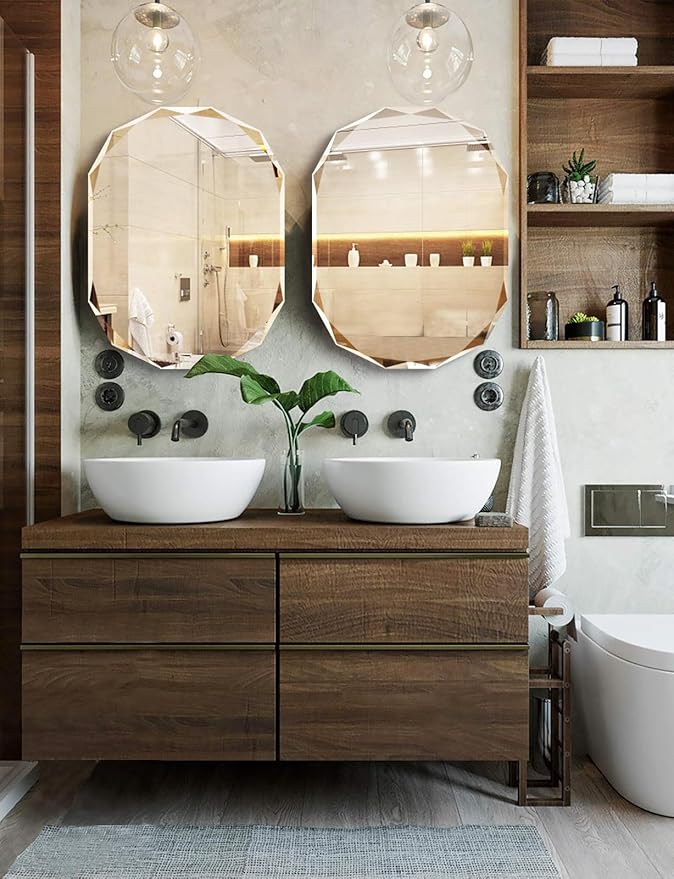 Bathroom Mirrors for Over Sink, Round Frameless Mirrors for Wall, 20x28 Inch - Image 7