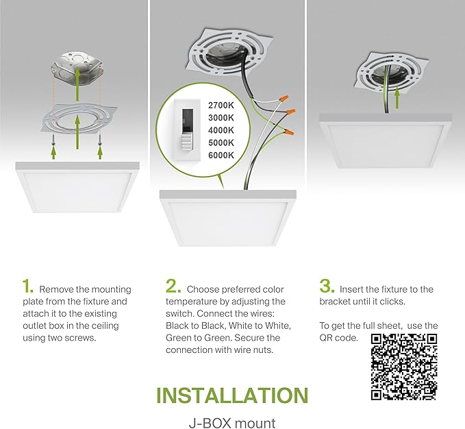 ASD LED 12" Square Flush Mount Ceiling Light Fixture, Low Profile Surface - Image 9