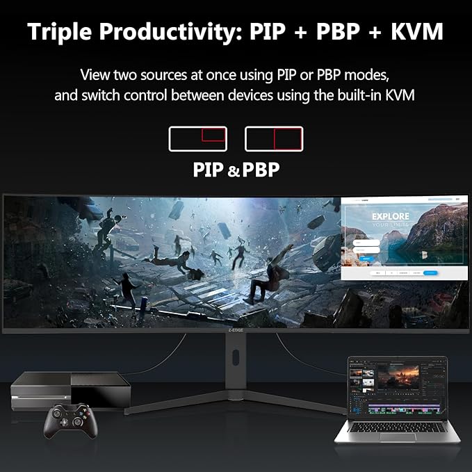 5K Monitor, Z-Edge 49 inch IPS Curved Gaming Monitor, DQHD 5120x1440 Computer - Image 4
