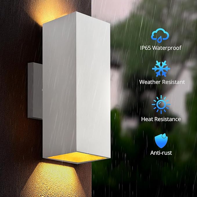 wowlite Modern Porch Lights White 2 Pack, Dust to Dawn Outdoor Light, - Image 3