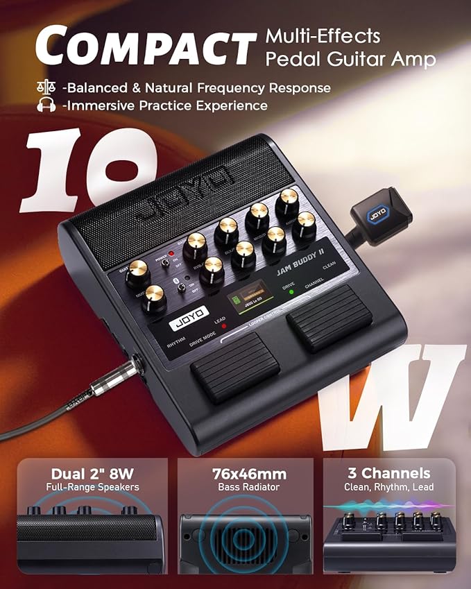 JOYO 10W Portable Electric Guitar Amp Multi-Effects Pedal Combo Amplifier - Image 2