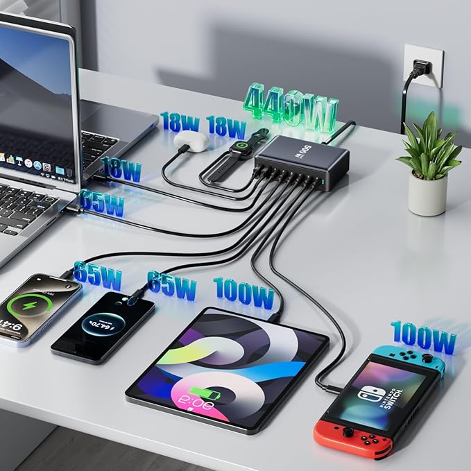 440W Fast Charging 8 Port USB C Charger Block, USB-C Charger Adapter - Image 2