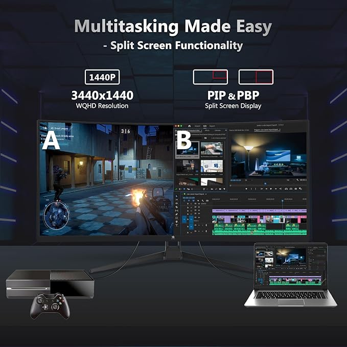 Z-Edge 34" Curved Gaming Monitor, WQHD 1440P 165Hz 144Hz PC Monitor, MPRT 1ms - Image 5