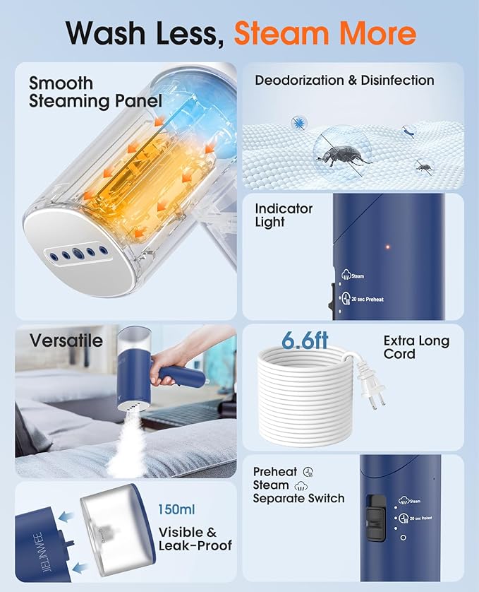 Handheld Steamer for Clothes, 1200W Foldable Travel Steamer, 20 Sec Preheat - Image 5