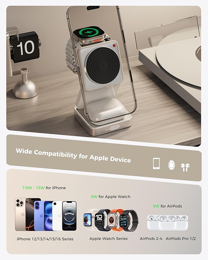 SoFlame 3 in 1 Magnetic Wireless Charging Station - Image 7