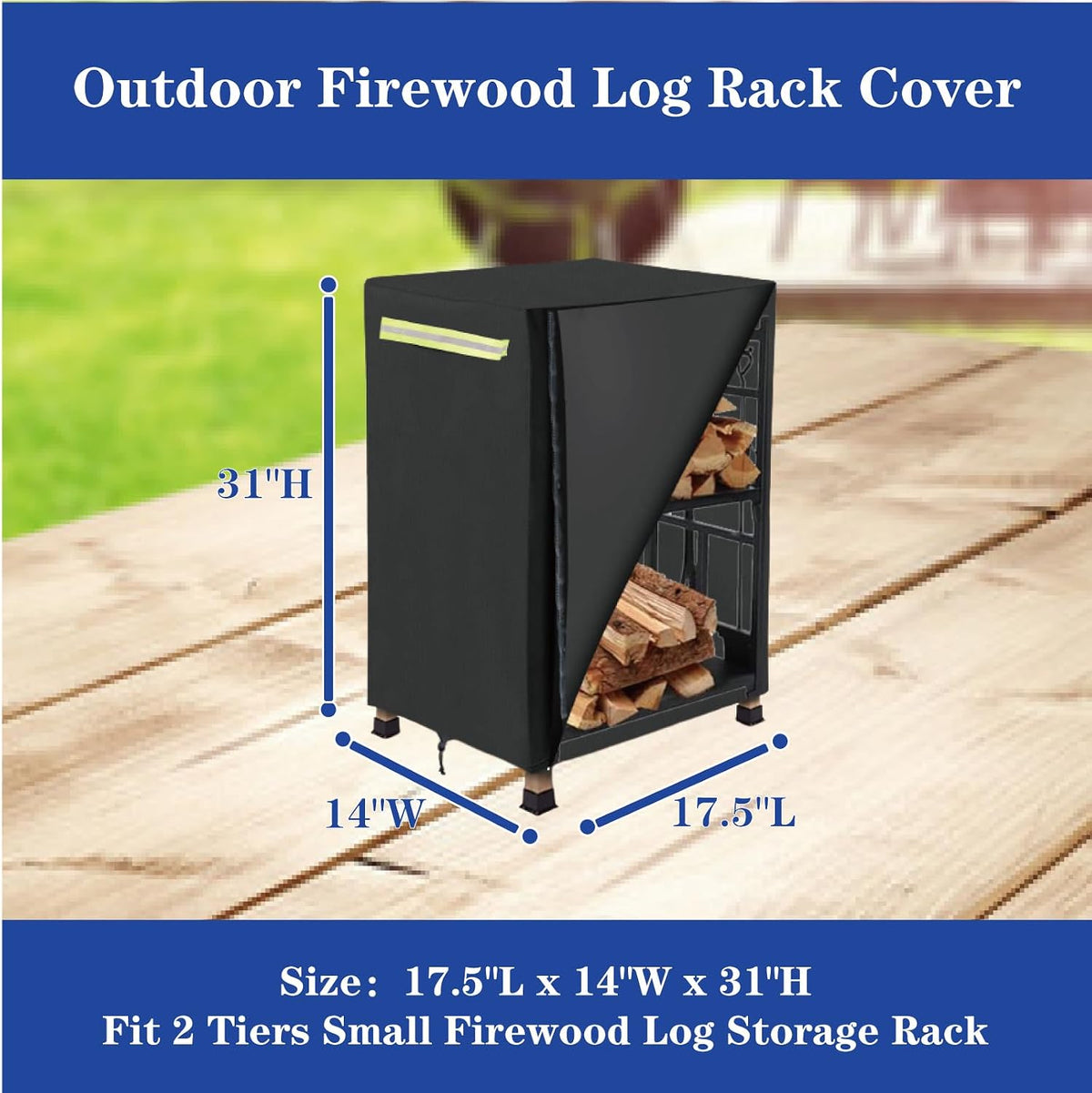firewood log rack cover, outdoor wood cover with, close-up detail