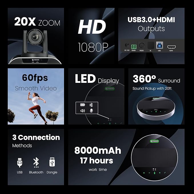 20x Zoom Conference Room Camera System TONGVEO All-in-1 Video and Audio - Image 3