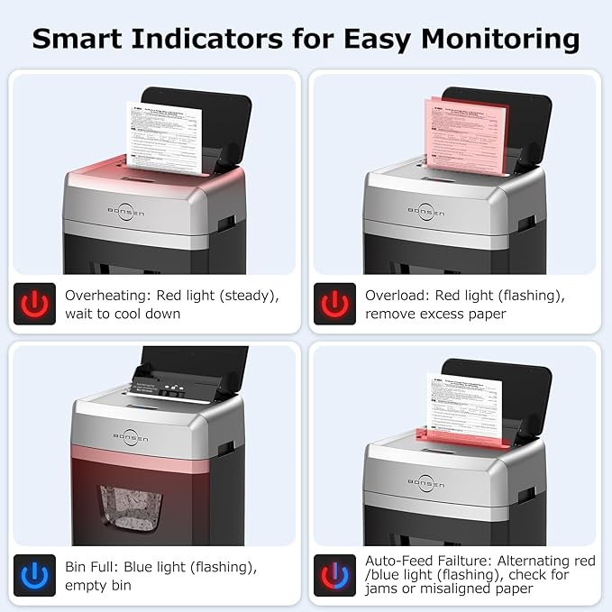 BONSEN 150-Sheet Autofeed Paper Shredder Heavy Duty, 60 Mins Micro-Cut Shredder - Image 7