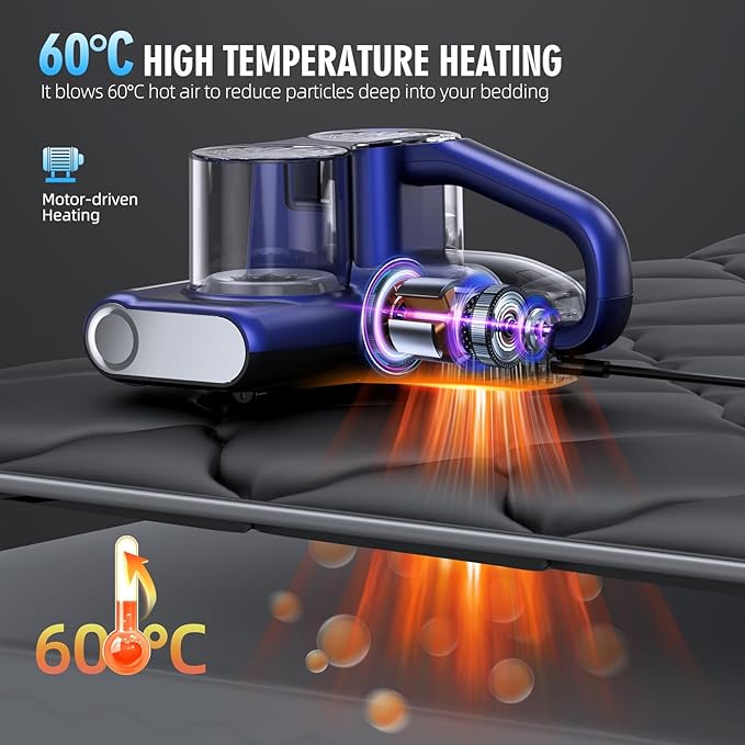 JPHYLL Mattress Vacuum Bed Vacuum Cleaner 16Kpa Suction 253.7nm UV-C Light - Image 4