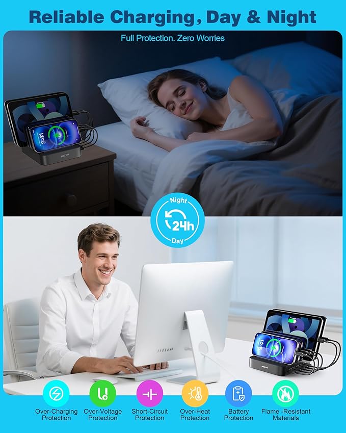 MSTJRY Charging Station for Multiple Devices : 5 Port Multi USB-A Charger - Image 5