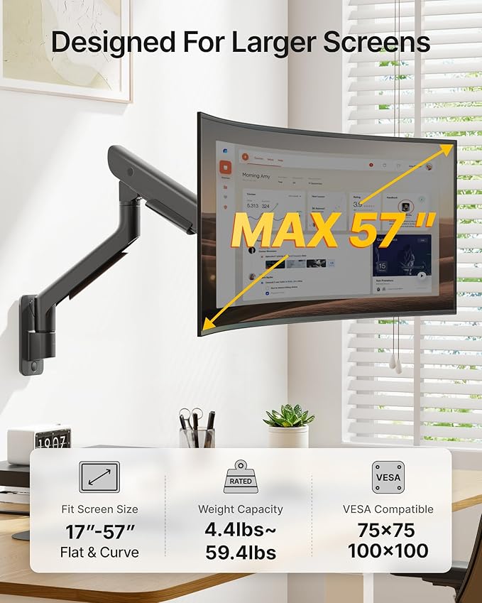 monTEK Heavy-Duty Single Monitor Wall Mount - Image 3