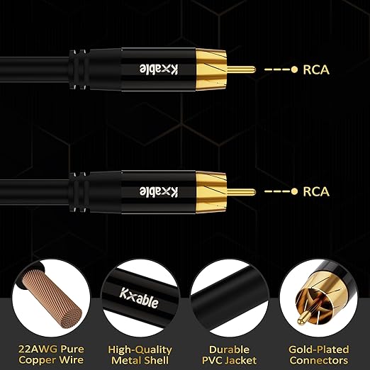 Subwoofer Cable RCA to RCA Audio Cable 40FT, Digital Coaxial Audio Cable - Image 3
