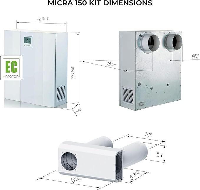VENTS-US Micra 150 Kit – Ductless Wall Mount Ventilation Fan - Image 5