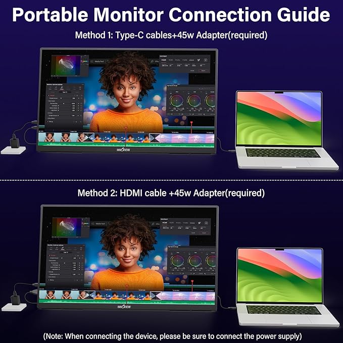 InnoView 23.8 Inch 2K 100Hz Large Portable Monitor ∆E<2 100% sRGB Fast IPS - Image 3
